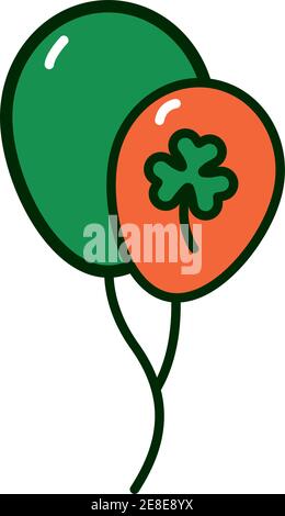 Kleeblatt in Luftballons Helium st patricks Tag flach Symbol vektorgrafik Design Stock Vektor