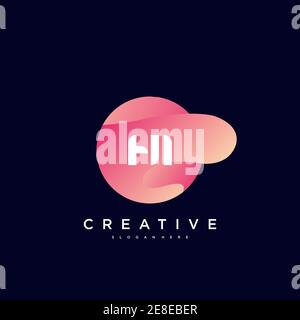 HI Initial Letter Logo Icon Design Vorlage Elemente mit Welle Farbenfroh Stock Vektor