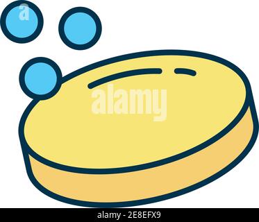 Seife in Bar mit Schaum flach Stil Symbol Vektor Illustration Design Stock Vektor