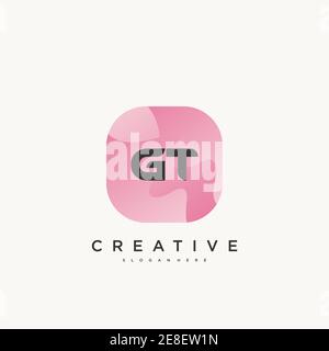 GT Initial Letter Logo Icon Design Vorlage Elemente mit Welle Farbenfrohe Kunst Stock Vektor