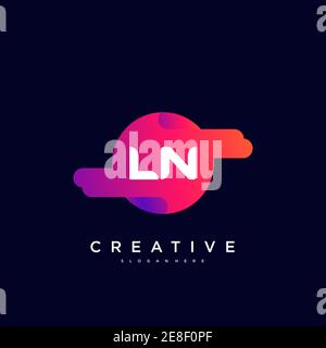 LN Initial Letter Logo Icon Design Vorlage Elemente mit Welle Farbenfroh Stock Vektor