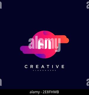 HI Initial Letter Logo Icon Design Vorlage Elemente mit Welle Farbenfroh Stock Vektor