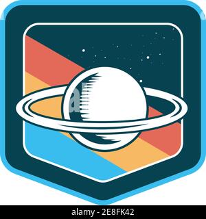 saturn Planet gezeichnet Raum in Frame Vektor Illustration Design Stock Vektor