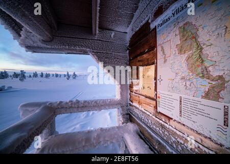 In Pahakuru offene Wildnishütte, Enontekiö, Lappland, Finnland Stockfoto