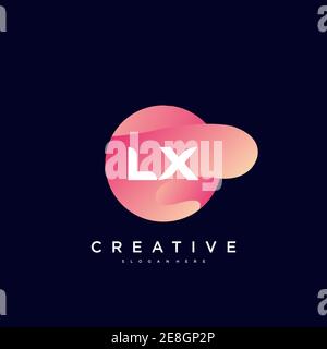 LX Initial Letter Logo Icon Designvorlage Elemente mit Welle Farbenfroh Stock Vektor