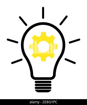 Glühbirne Zahnräder Icon-Einstellungen , für mobile Anwendungen Websites etc. Vektor-Illustration . Stock Vektor