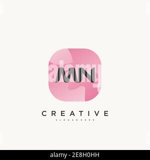 MN Initial Letter Logo Icon Design Vorlage Elemente mit Welle Farbenfroh Stock Vektor