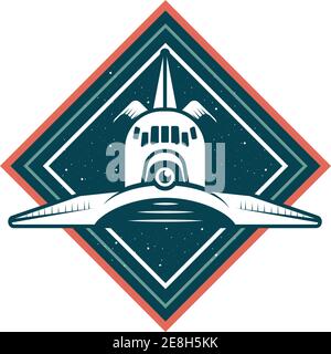 Raumschiff Rakete vorne in Rahmen Symbol Vektor Illustration Design gezeichnet Stock Vektor