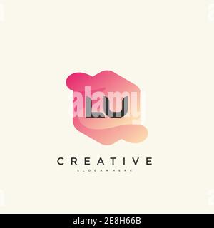 LU Initial Letter Logo Symbol Design Vorlage Elemente mit Welle Farbenfroh Stock Vektor