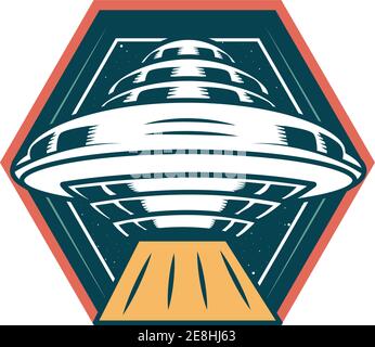 ufo fliegenden Raum in Rahmen Vektor Illustration Design gezeichnet Stock Vektor