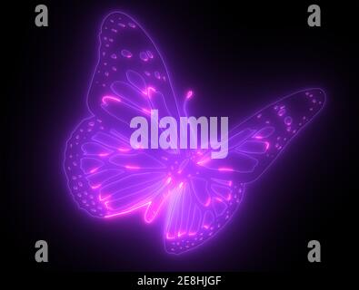 Ein Schmetterling Psychedelic Neon Light Stockfoto