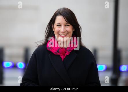 London, Großbritannien. Januar 2021. Rachel Reeves, Schattenkanzlerin des Herzogtums Lancaster und Schattenministerin für das Kabinett, in den BBC-Studios für die "Andrew Marr Show". Kredit: Mark Thomas/Alamy Live Nachrichten Stockfoto