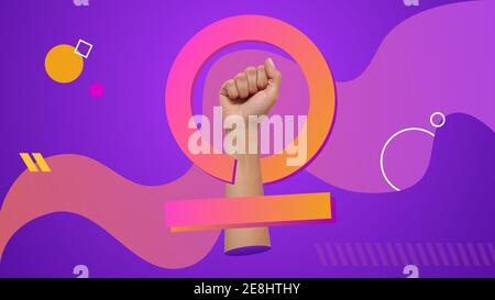 Feminismus Symbol gemacht Mischung Fotografie und Grafik-Design-Techniken. Konzeptuelle zeitgenössische Kunstcollage. Stockfoto