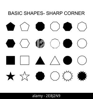 Grundlegende Formen - scharfe Ecke gesetzt Symbol, Vektor geometrische Sammlung. vektor-Illustration Zeichen isoliert auf weißem Hintergrund . Stock Vektor