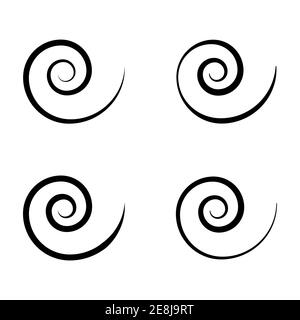 Symbol für Spiralsatz auf weißem Hintergrund isoliert. Schwarze moderne Form, Vektor-Illustration. Stock Vektor