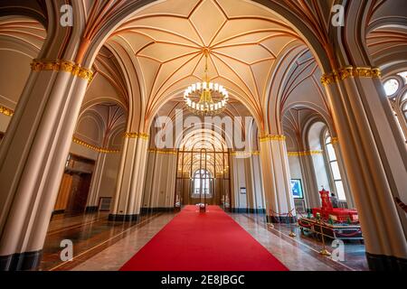 Foyer, Innenansicht, Rotes Rathaus, Sitz des Berliner Senats, Berlin-Mitte, Berlin, Deutschland Stockfoto