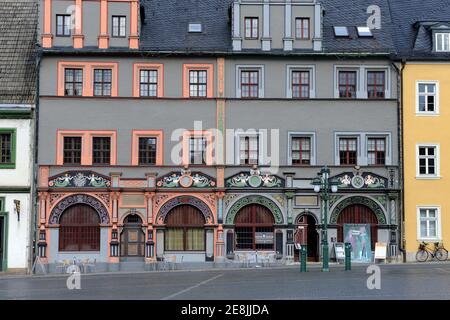 Cranachhaus, Residenz von Lucas Cranach d.Ä., auf dem Markt, Weimar, Thüringen, Deutschland Stockfoto