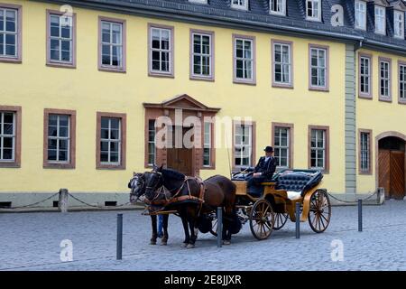 Kutsche vor dem Goethe-Haus, Weimar, Thüringen, Deutschland Stockfoto