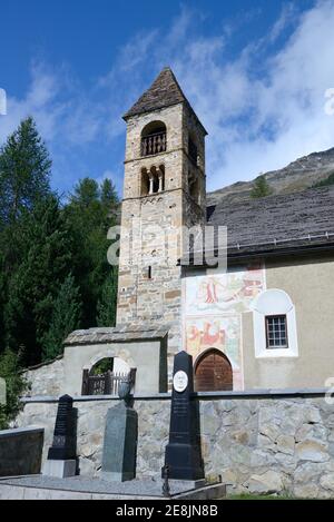 Pontresina, Kirche Santa Maria in Pontresina, Oberengadin, Engadin, Kanton Graubünden, Schweiz Stockfoto