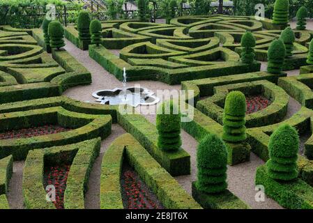 Schlossgarten Villandry, Chateau de, Indre-et-Loire, Loire-Tal, Loire-Tal, Centre, Frankreich Stockfoto