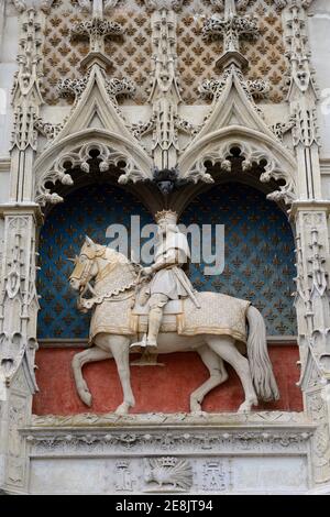 Reiterstatue von König Ludwig XII., Schloss Blois, Blois, Centre, Frankreich Stockfoto