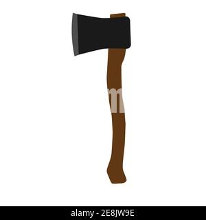 AX Holz Werkzeug Ausrüstung Vektor Illustration Waffe Klinge. Isoliertes weißes Beil-Objekt-Axt-Symbol. Stahl und scharfe Arbeit Holzfäller Symbol Zeichen. Aus Holz Stock Vektor