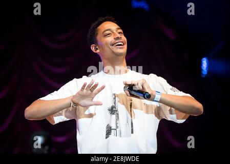 Loyle Carner tritt Jorja Smith als Teil der Summer Series im Somerset House - London auf. Stockfoto