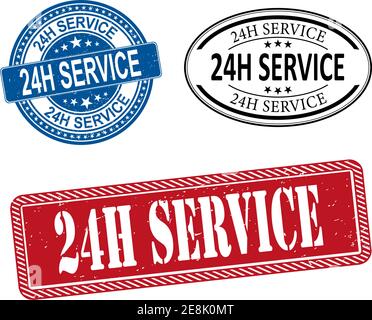 24h Service Stempel Set Vector Illustration auf weißem Hintergrund Stock Vektor