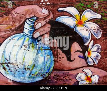 Kunst, Malerei, Ölfarbe, Spa, Massage, aus Thailand Stockfoto