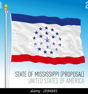 Mississippi Bundesstaaten Flagge Vorschlag, Vereinigte Staaten, Vektor-Illustration Stock Vektor