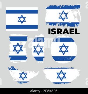 Setze Israel Flaggen, Banner, Banner, Symbole, flache Symbol Stock Vektor