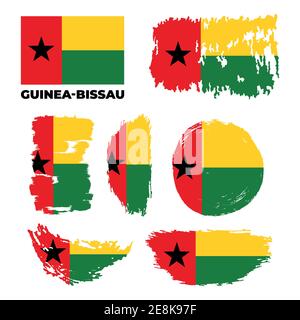 Flagge von Guinea-Bissau. Vektorgrafik auf weißem Hintergrund. Stock Vektor