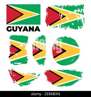 Guyana-Flagge. Vektorgrafik auf einem weißen Stock Vektor