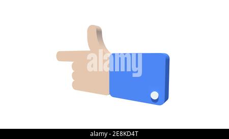 3D-Illustration Hand-Klick-Symbol auf weißem Hintergrund mit Beschneidungspfad. Stockfoto