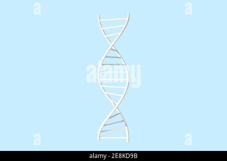 3D-Illustration von Deoxyribonukleinsäure oder DNA Double Helix und Polynucleotid auf blauem Hintergrund mit Beschneidungspfad. Stockfoto