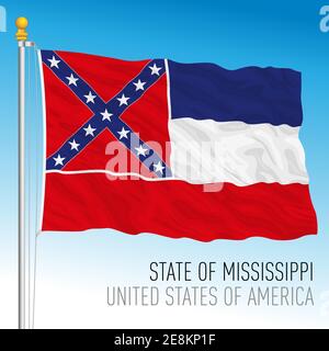 Mississippi Bundesstaaten Flagge, Vereinigte Staaten, Vektor-Illustration Stock Vektor