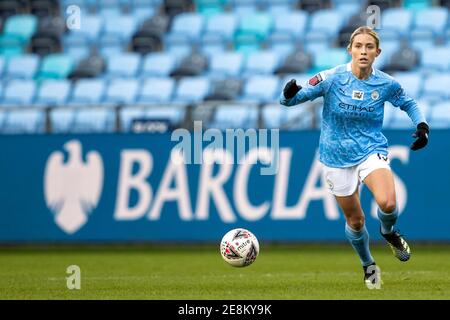 Academy Stadium, Manchester, Lancashire, Großbritannien. Januar 2021. The FA's Womens Super League, Manchester City Women versus West Ham Women; Abby Dahlkemper of Manchester City Kredit: Action Plus Sports/Alamy Live News Stockfoto