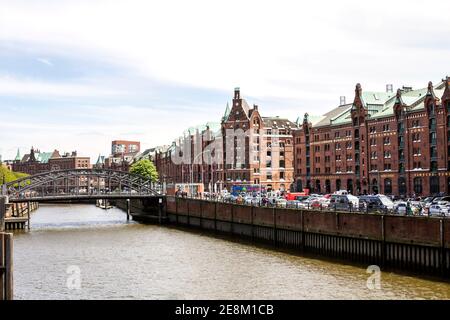 Berühmte Speicherstadt in Hamburg innerhalb der HafenCity. Hamburg Stockfoto