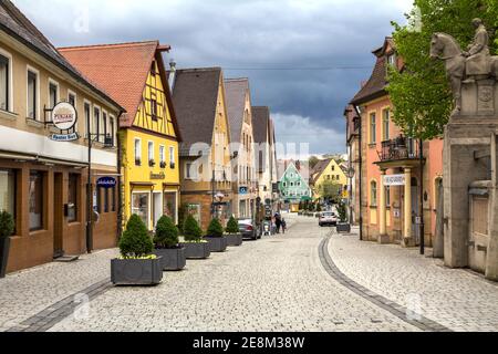 Roth, Deutschland - APR 27, 2019 : Blick auf Roth, eine alte mittelalterliche Stadt in Bayern, Deutschland Stockfoto