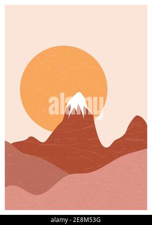 Abstrakte Landschaft in minimalistischem Stil, flacher Stil. Vektorgrafik Stock Vektor
