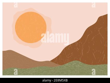 Abstrakte Landschaft in minimalistischem Stil, flacher Stil. Vektorgrafik Stock Vektor