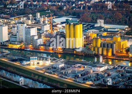 Luftaufnahme, Hamm Hafen, Datteln-Hamm Kanal. Lippe, Brökelmann + Co, Ölmühle und Management GmbH, Brölio, Radbodstraße, Hafenstraße, Bockum-Höv Stockfoto