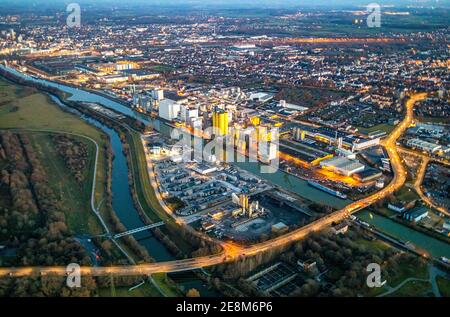 Luftaufnahme, Hamm Hafen, Datteln-Hamm Kanal. Lippe, Brökelmann + Co, Ölmühle und Management GmbH, Brölio, Radbodstraße, Hafenstraße, Bockum-Höv Stockfoto