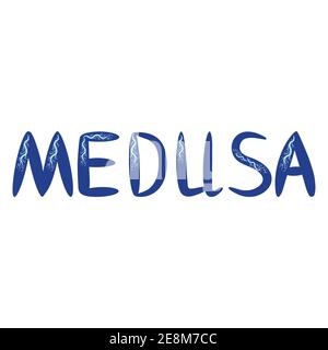 Lustige Qualle handgezeichnet und signierter Titel. Niedliche Unterwasserwelt, skandinavischen Stil, detailliert Stock Vektor