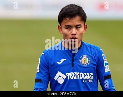 Takefusa Kubo (Getafe CF) gesehen vor der La Liga Spielrunde 21 zwischen Getafe CF und Deportivo Alaves im Alfonso Perez Stadion.(Endstand; Getafe CF 0:0 Deportivo Alaves) Stockfoto