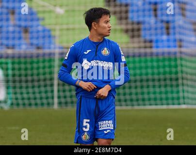 Takefusa Kubo (Getafe CF) gesehen vor der La Liga Spielrunde 21 zwischen Getafe CF und Deportivo Alaves im Alfonso Perez Stadion.(Endstand; Getafe CF 0:0 Deportivo Alaves) Stockfoto