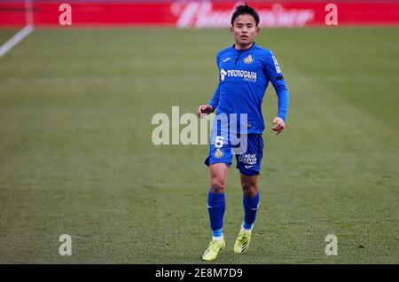 Takefusa Kubo (Getafe CF) in Aktion gesehen während der La Liga Spielrunde 21 zwischen Getafe CF und Deportivo Alaves im Alfonso Perez Stadion.(Endstand; Getafe CF 0:0 Deportivo Alaves) Stockfoto