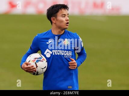 Takefusa Kubo (Getafe CF) in Aktion gesehen während der La Liga Spielrunde 21 zwischen Getafe CF und Deportivo Alaves im Alfonso Perez Stadion.(Endstand; Getafe CF 0:0 Deportivo Alaves) Stockfoto