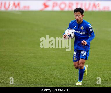 Takefusa Kubo (Getafe CF) in Aktion gesehen während der La Liga Spielrunde 21 zwischen Getafe CF und Deportivo Alaves im Alfonso Perez Stadion.(Endstand; Getafe CF 0:0 Deportivo Alaves) Stockfoto