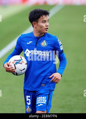 Takefusa Kubo (Getafe CF) in Aktion gesehen während der La Liga Spielrunde 21 zwischen Getafe CF und Deportivo Alaves im Alfonso Perez Stadion.(Endstand; Getafe CF 0:0 Deportivo Alaves) Stockfoto